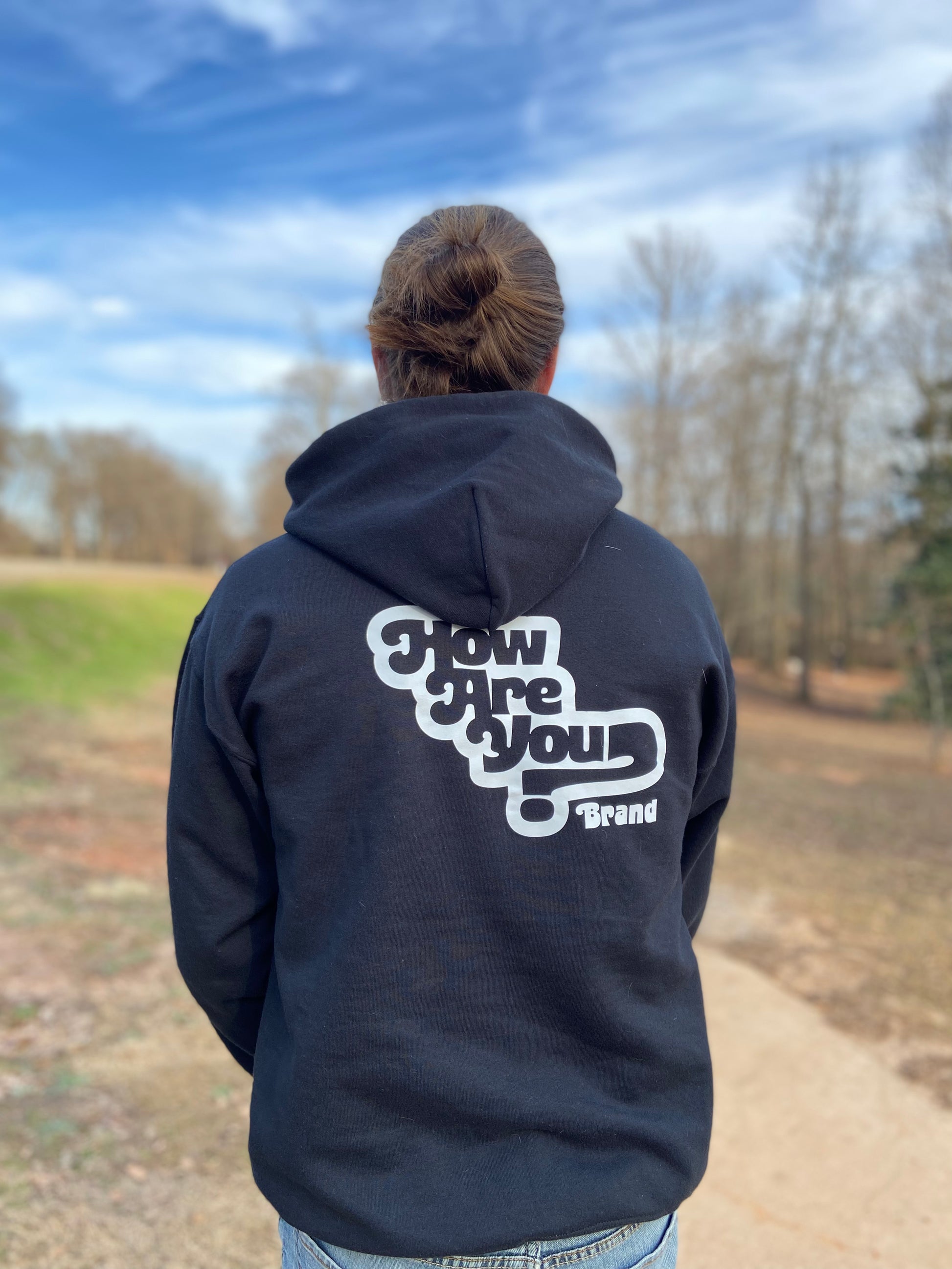 How Are You Brand Hoodie - Black/White - Back View